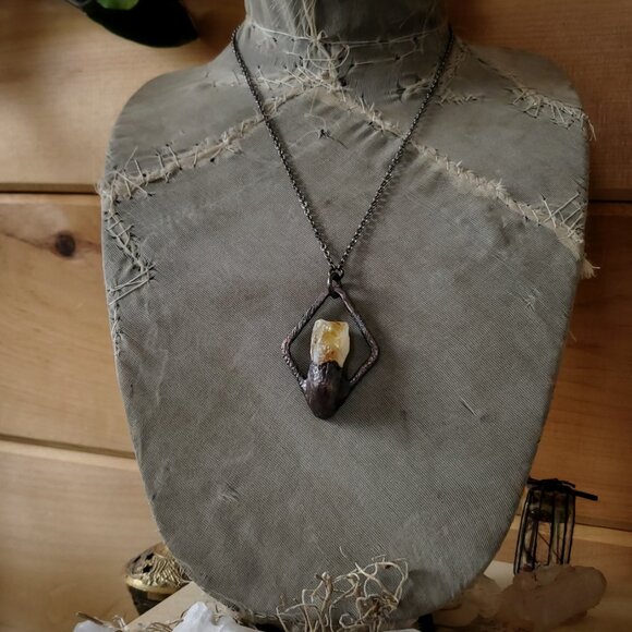 Electroformed Citrine Statement Necklace - Picture 2 of 4